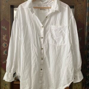 We The Free White Casual Button-Down Shirt